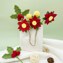 Load image into Gallery viewer, Poinsettia Flower &amp; Holly Leaf Crochet Pattern
