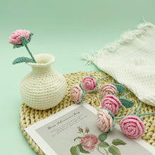 Load image into Gallery viewer, Small Rose with Vase Crochet Pattern
