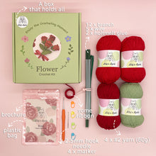 Load image into Gallery viewer, Rose Crochet Kit Red
