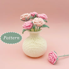 Load image into Gallery viewer, Small Rose with Vase Crochet Pattern
