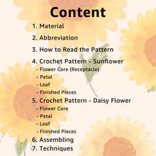 Load image into Gallery viewer, Sunflower &amp; Daisy Flower Crochet Pattern
