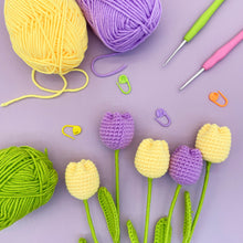 Load image into Gallery viewer, Tulip Flowerpot Crochet Kit Purple&amp;Yellow
