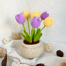 Load image into Gallery viewer, Tulip Flowerpot Crochet Kit Purple&amp;Yellow
