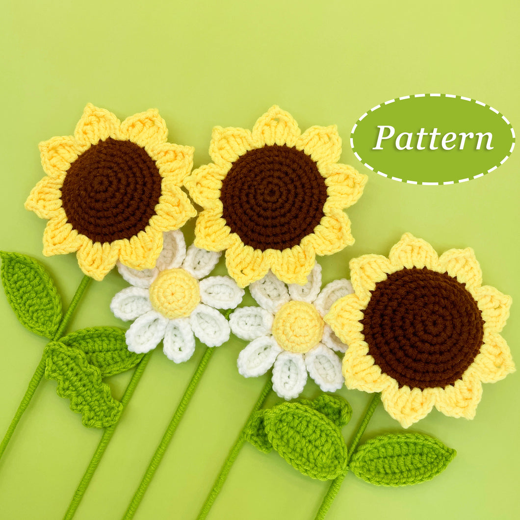 Sunflower & Daisy Flower Crochet Pattern
